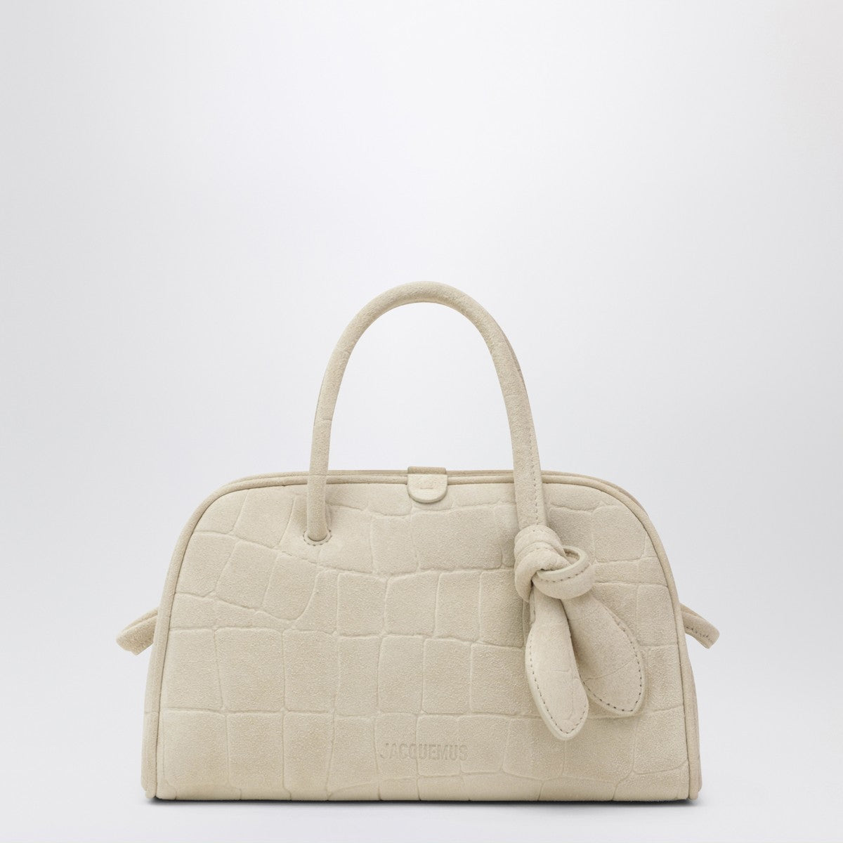 JACQUEMUS Ivory crocodile effect leather travel bag