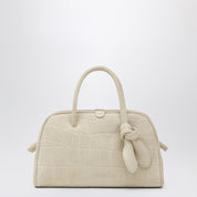 JACQUEMUS Ivory crocodile effect leather travel bag
