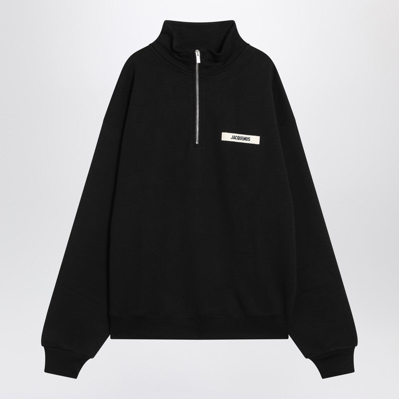 Sweat zippé en coton noir JACQUEMUS