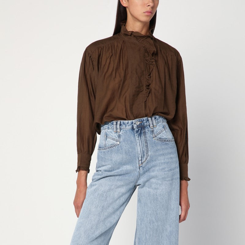 ISABEL MARANT Étoile Kaki Pamias shirt with ruffles
