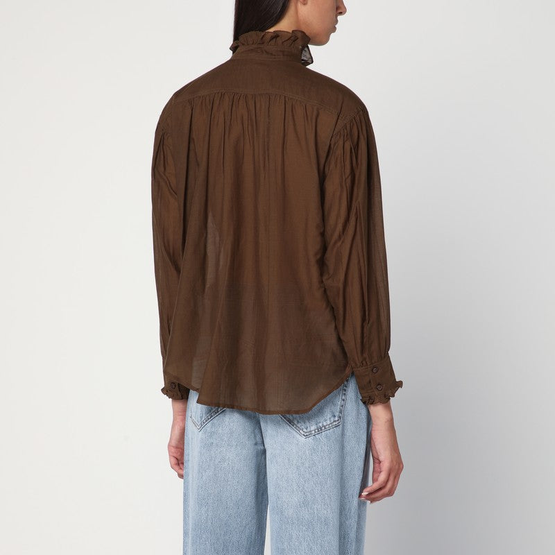 ISABEL MARANT Étoile Kaki Pamias shirt with ruffles