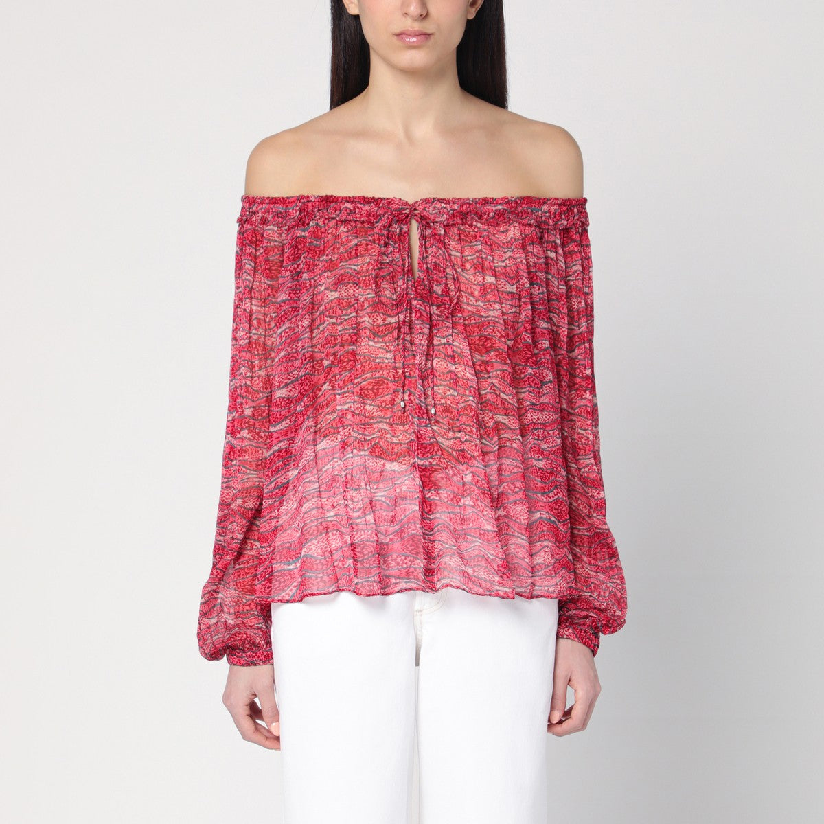 ISABEL MARANT Étoile Vutti red print top