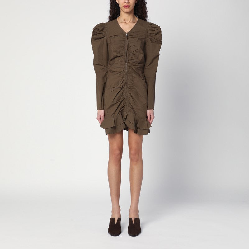 ISABEL MARANT Étoile Briali mini dress with green khaki zip