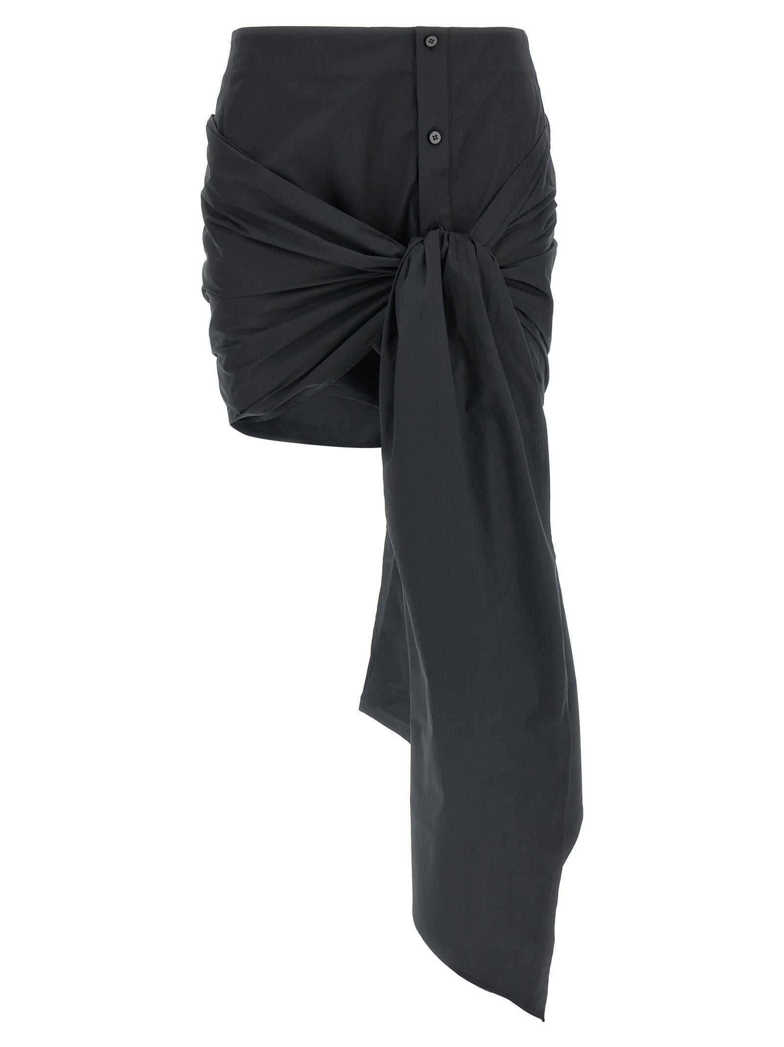The Attico Bow Skirt - Black Cotton Mini | The Attico