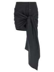 The Attico Bow Skirt - Black Cotton Mini | The Attico