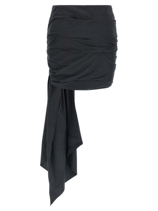 The Attico Bow Skirt - Black Cotton Mini | The Attico