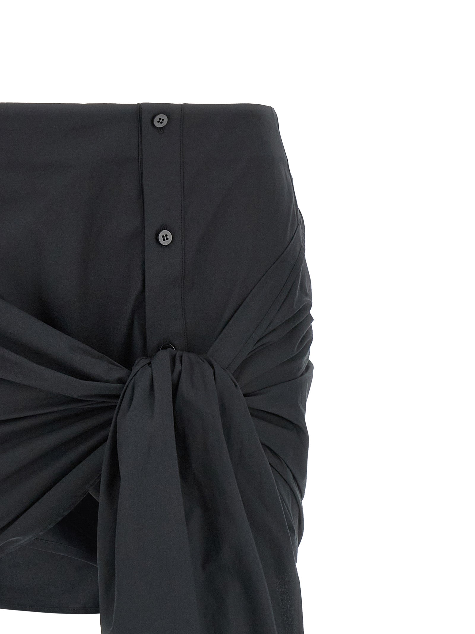The Attico Bow Skirt - Black Cotton Mini | The Attico