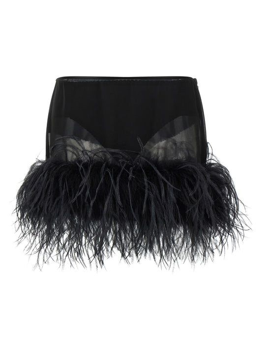 The Attico Feather Skirt — Black Mini Skirt