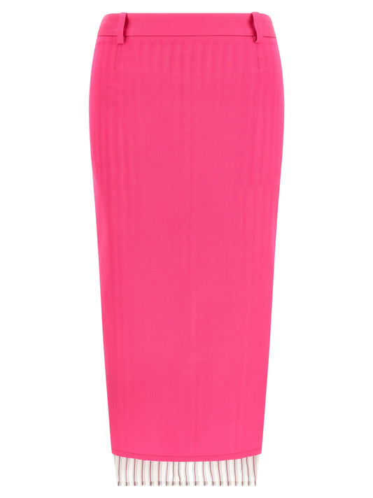 The Attico Double Layer Skirt — Fuchsia Midi Skirt