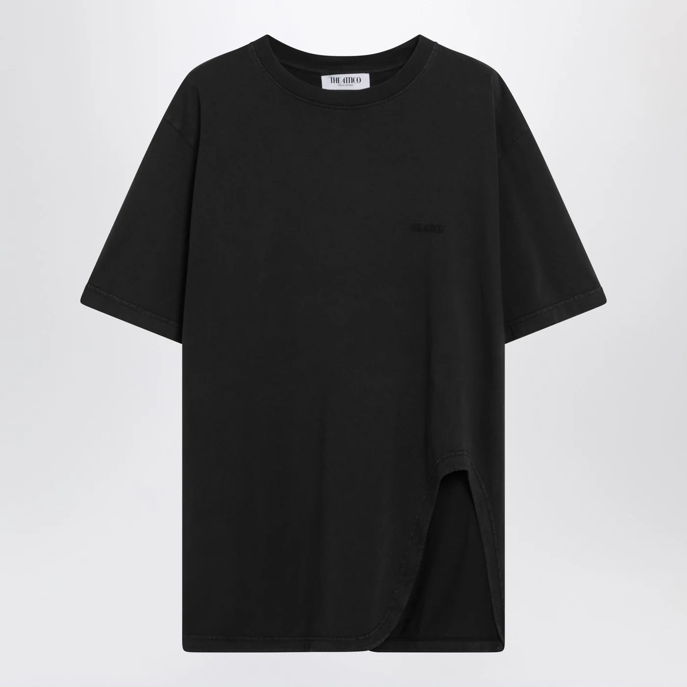 The Attico Black washed T-shirt with shaped hem