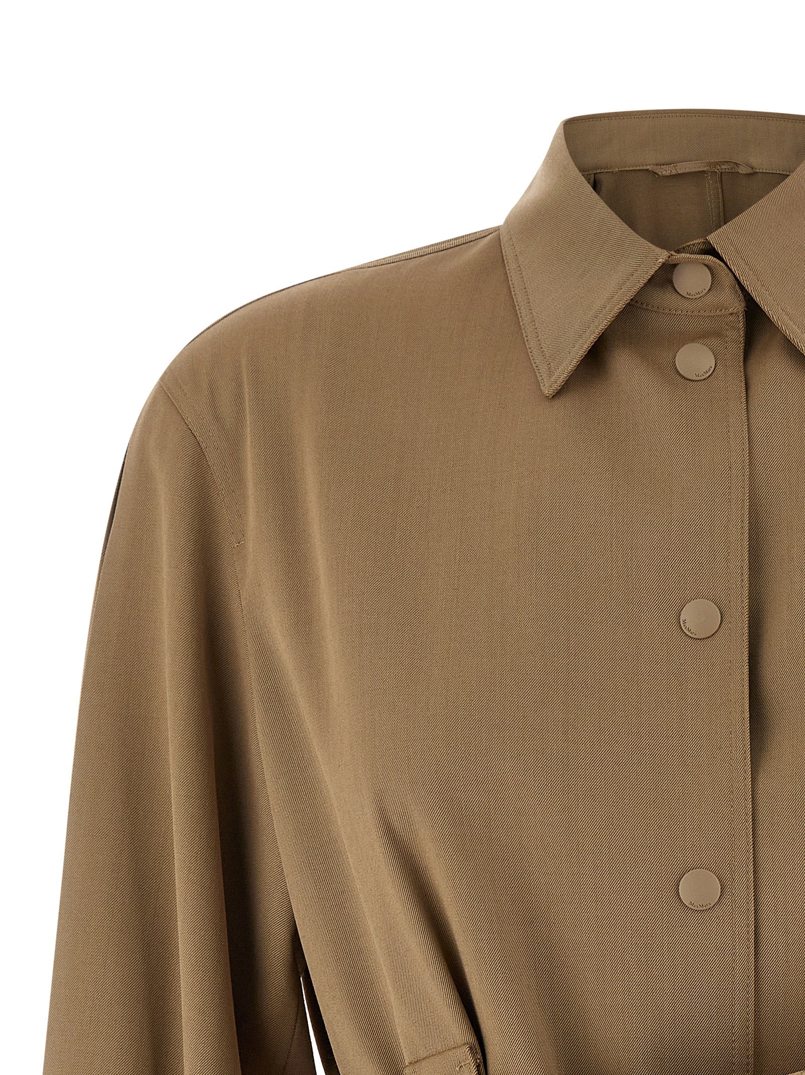 Max Mara Mxmagenzia Shirt — Virgin Wool Beige Shirt