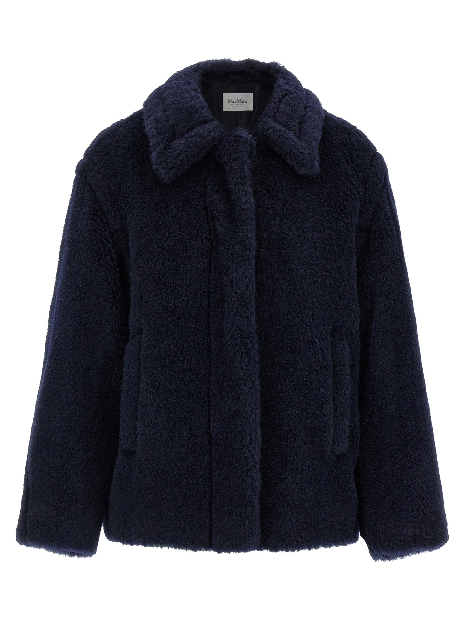 Max Mara Coats — Mxmfuggito Alpaca Teddy Coat, Blue