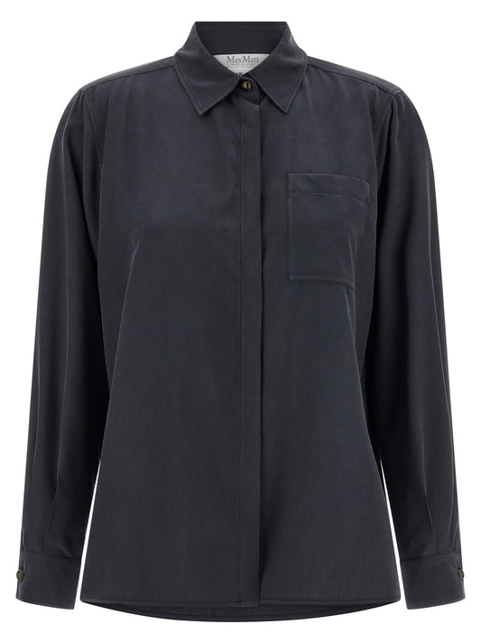 Max Mara Mxmsiamese Silk Shirt — Gray Women's Shirt