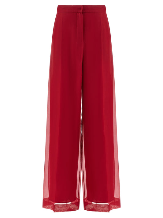 Max Mara Mxeolivi Trousers — Silk Organza Red Pants