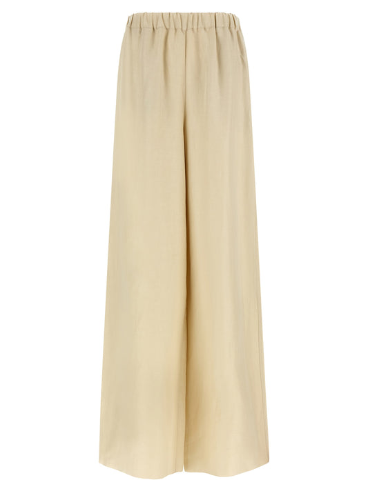 Max Mara Mxmoro Trousers — Washed Linen & Silk, Beige