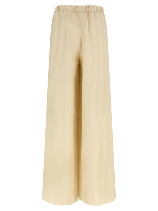 Max Mara Mxmoro Trousers — Washed Linen & Silk, Beige