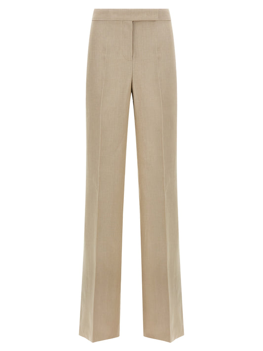 Max Mara Mxsangus Trousers — Wide Linen Pants, Beige