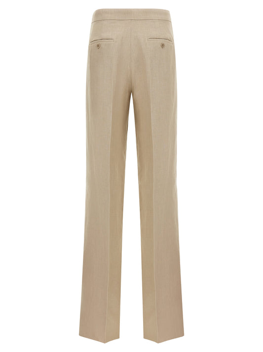 Max Mara Mxsangus Trousers — Wide Linen Pants, Beige