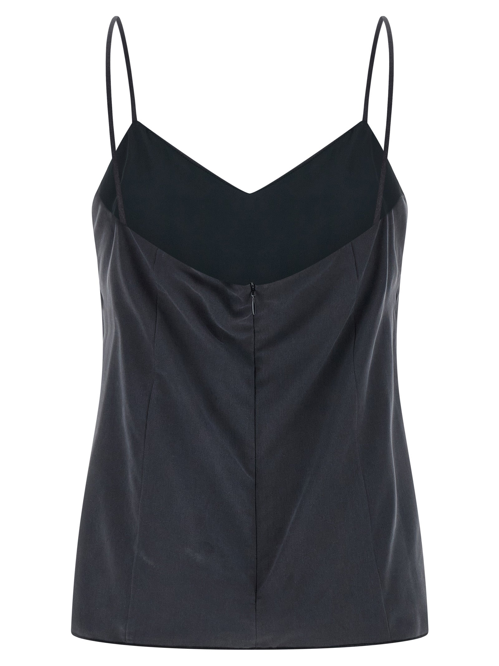 Max Mara Gray Silk Top — Sweetheart Neckline (Topwear)
