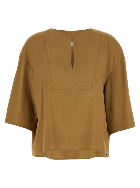 Max Mara Mxpsospiro Blouse — Linen Boat-Neck Shirt