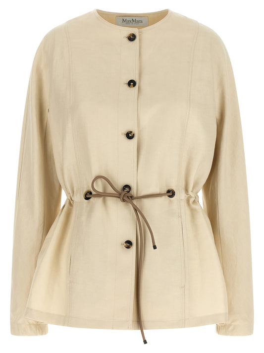 Max Mara Mxmcarezza Blazer - Beige Linen-Silk Jacket