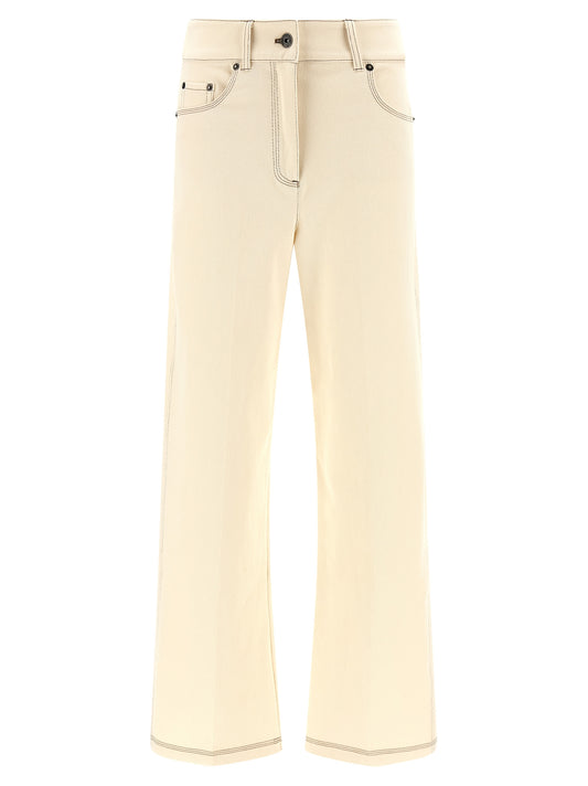 Max Mara Mxpribes Trousers — White Denim-Effect Pants