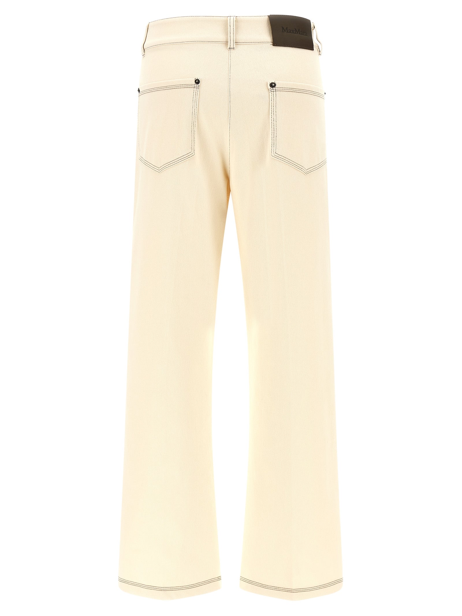 Max Mara Mxpribes Trousers — White Denim-Effect Pants