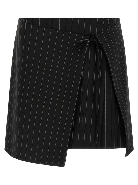 Sportmax Spxfatti Skirt — Mini Pinstriped Wrap Skirt