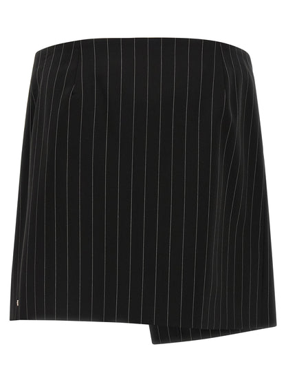 Sportmax Spxfatti Skirt — Mini Pinstriped Wrap Skirt