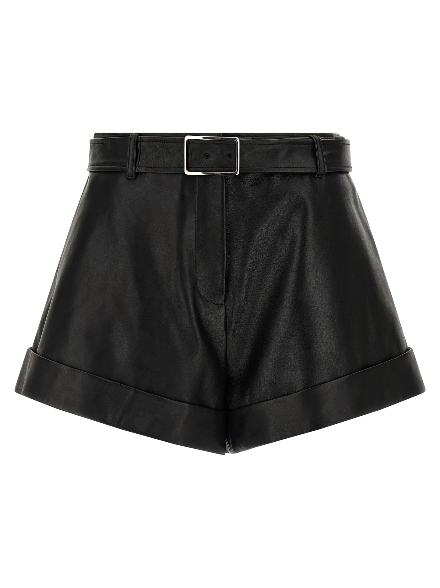 Sportmax Spxvasaio Leather Shorts for Women — Black