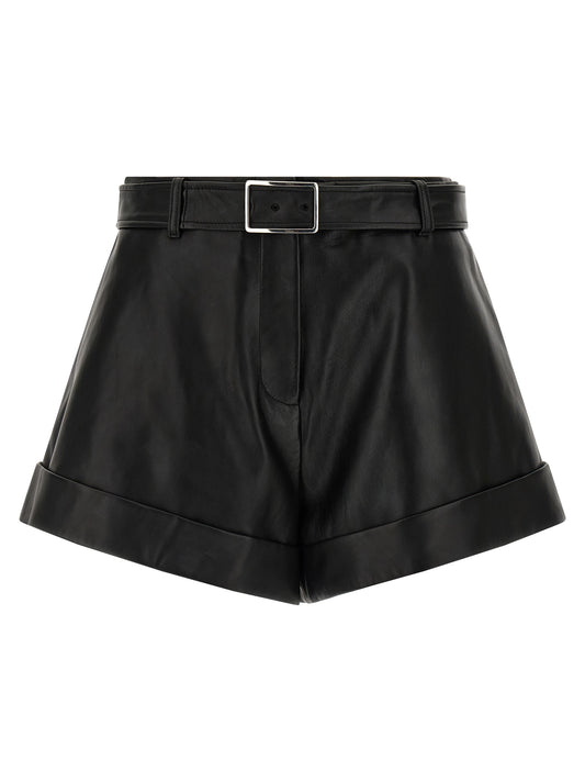 Sportmax Spxvasaio Leather Shorts for Women — Black