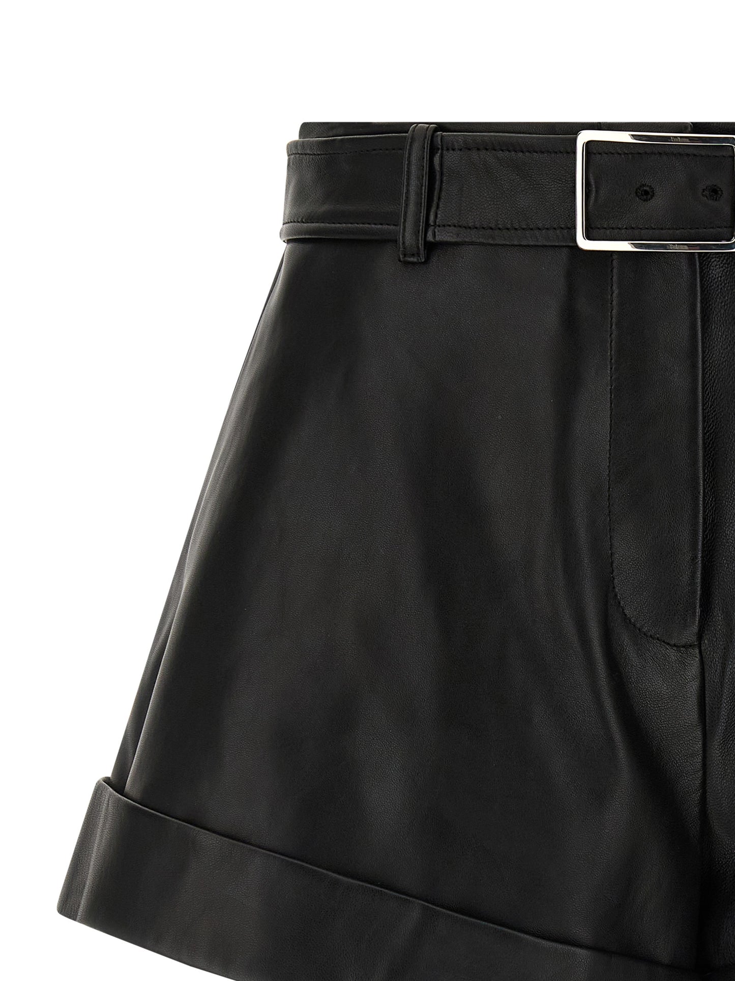Sportmax Spxvasaio Leather Shorts for Women — Black