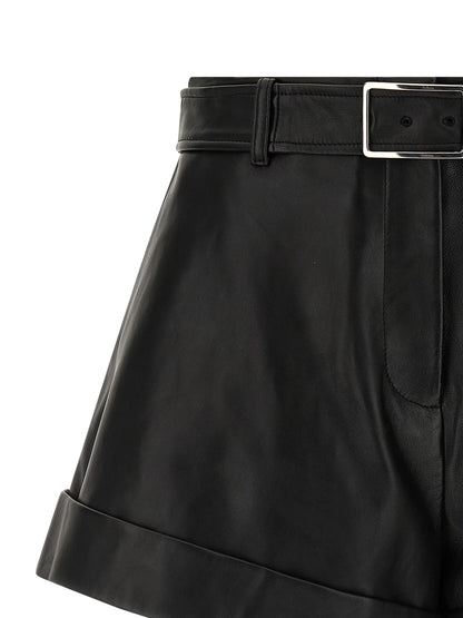 Sportmax Spxvasaio Leather Shorts for Women — Black