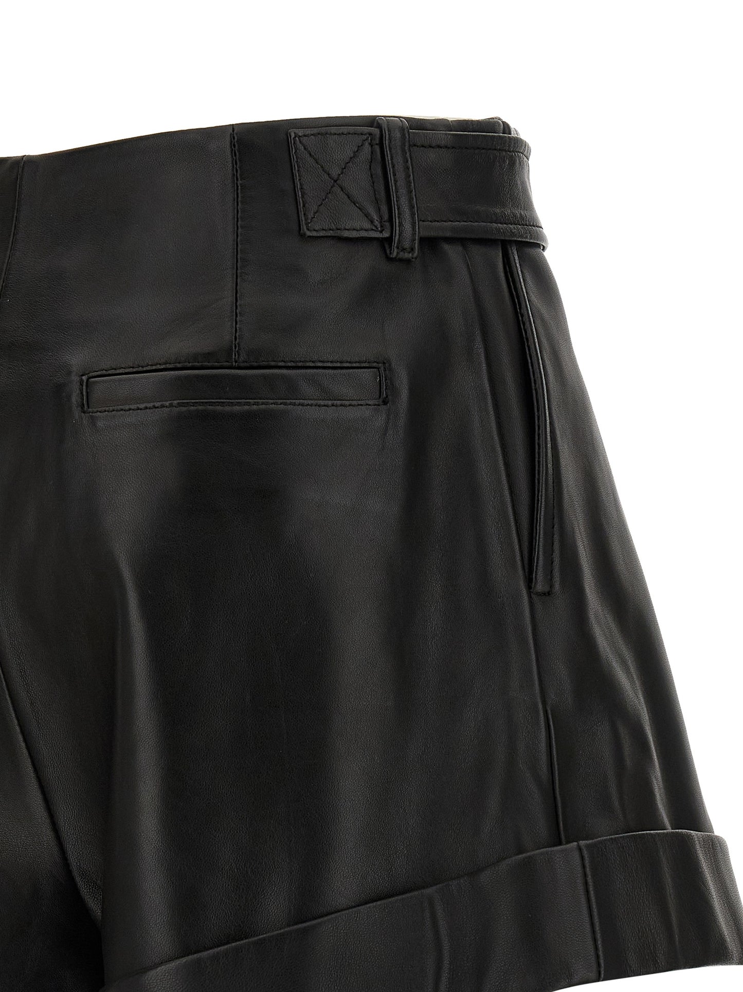 Sportmax Spxvasaio Leather Shorts for Women — Black