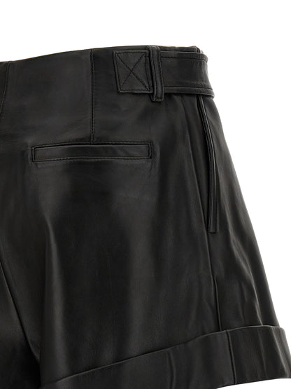 Sportmax Spxvasaio Leather Shorts for Women — Black