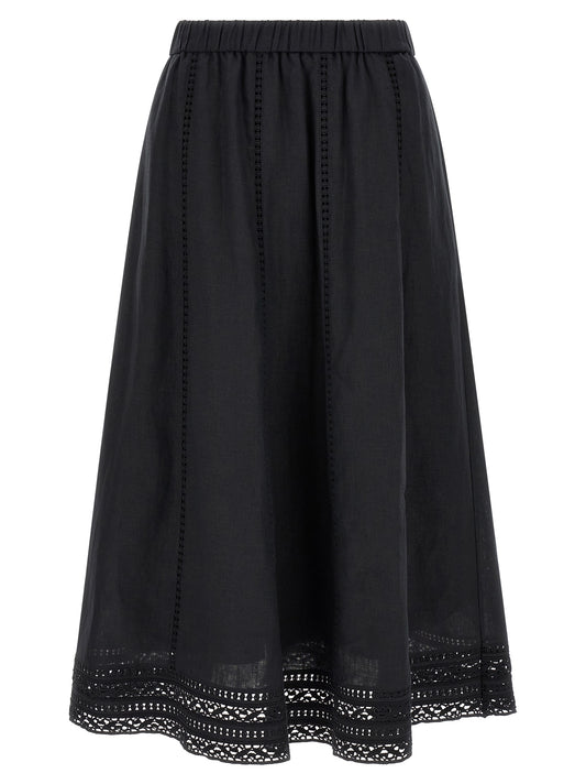 Weekend Max Mara Linen Midi Skirt — Black, True Fit