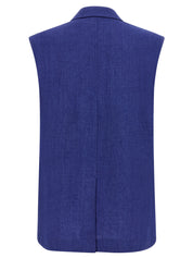 Max Mara Studio Mstaia Vest — Double-Breasted Linen Waistcoat