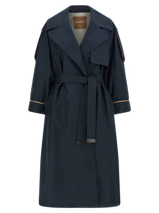 Max Mara The Cube Trench Coat — Oversized Blue Wrap Coat