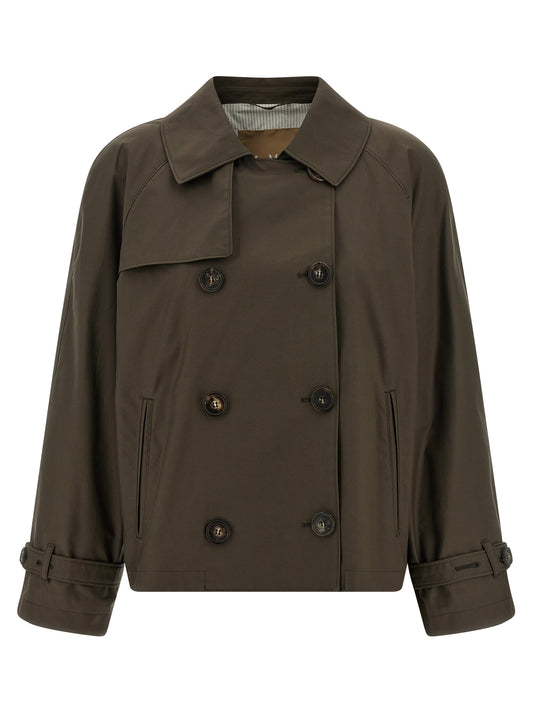 Max Mara The Cube Trench Coat - Green Short Coat