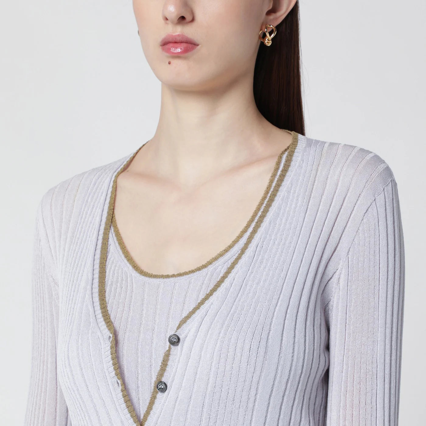 Roberto Collina Lilac cardigan with gold trim