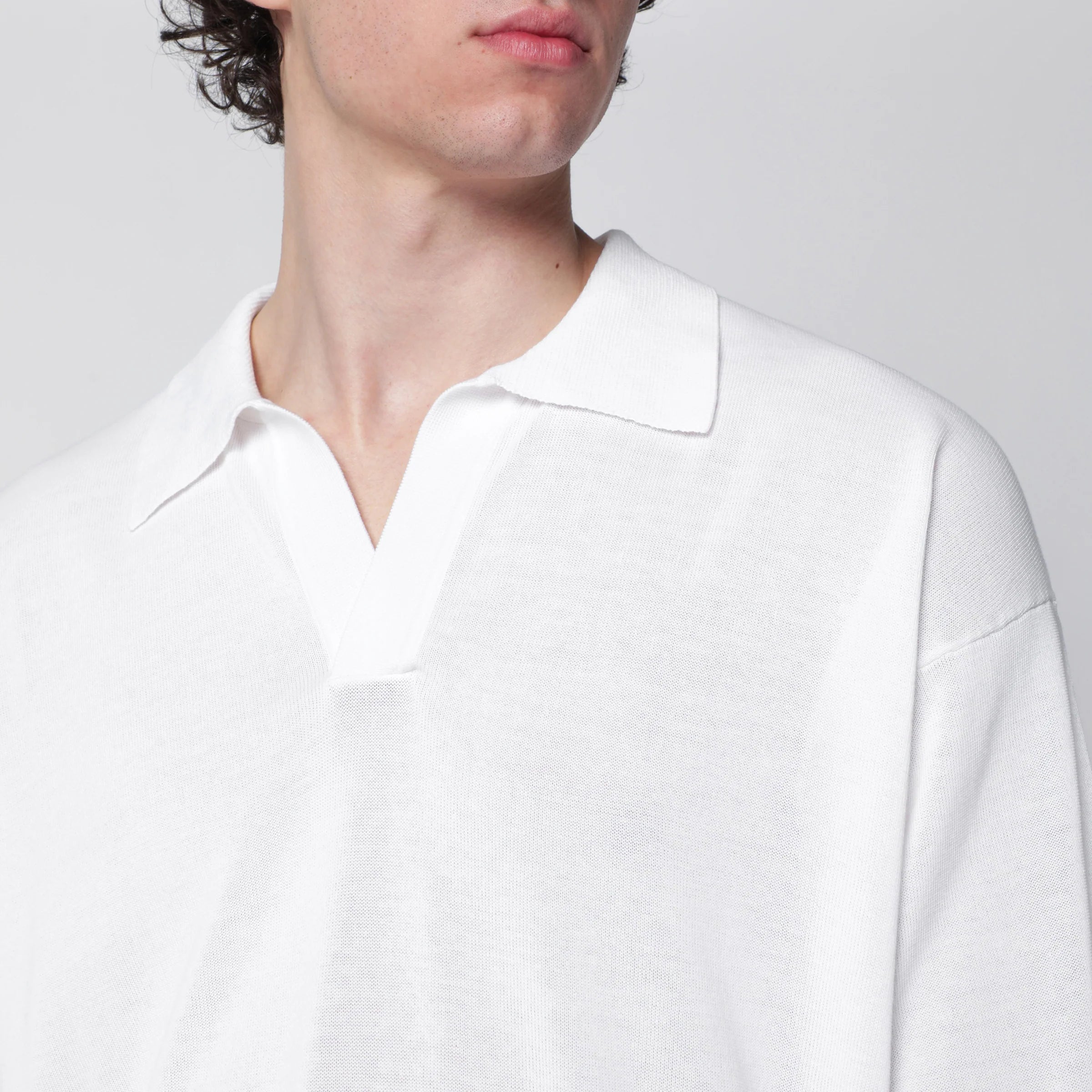 Roberto Collina White cotton knit polo shirt
