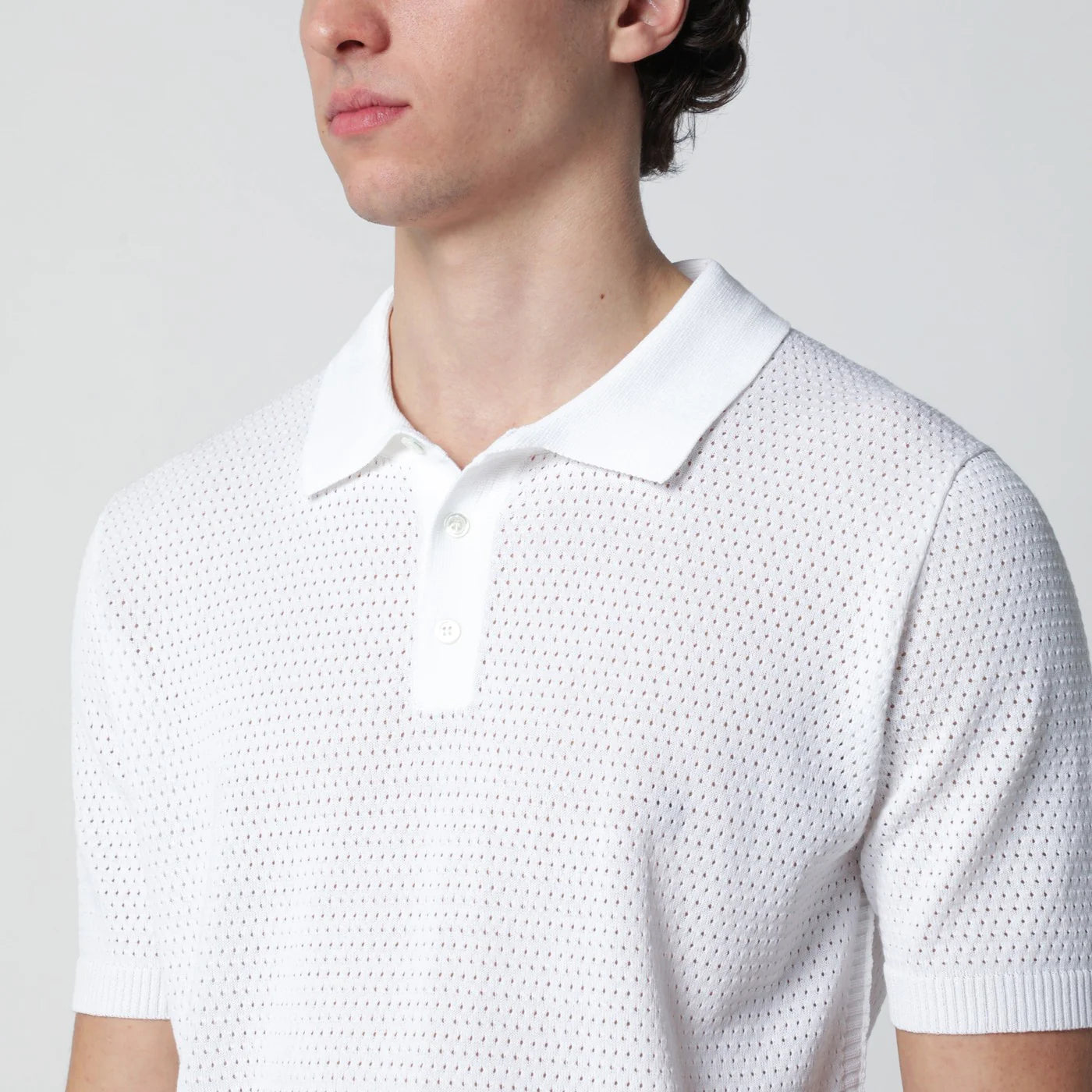 Roberto Collina White openwork cotton polo
