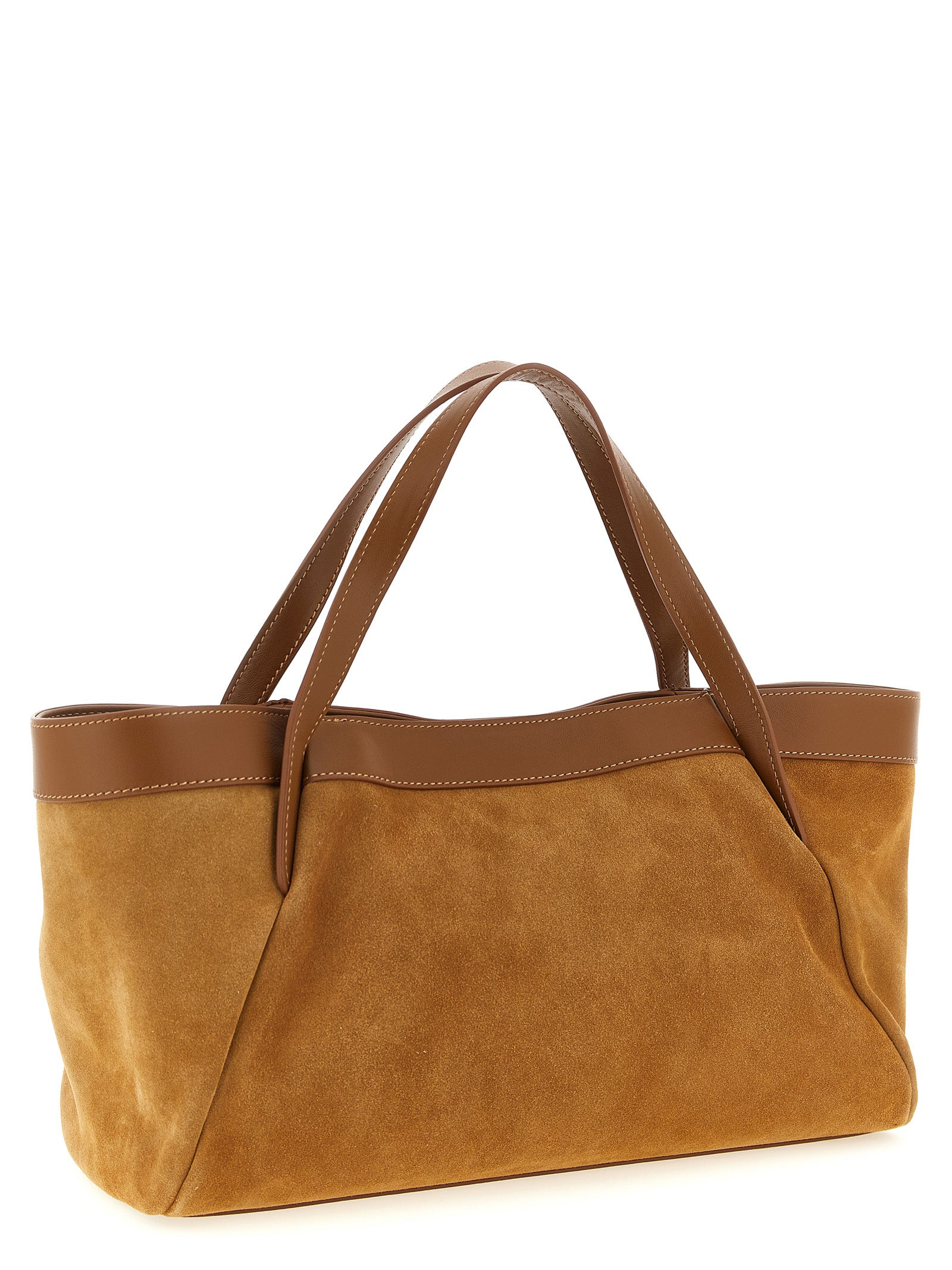 Twin Set Suede Shoulder Bag — Brown Leather Shoulder