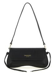 Twin Set Leather Shoulder Bag — Black, W25×H13cm