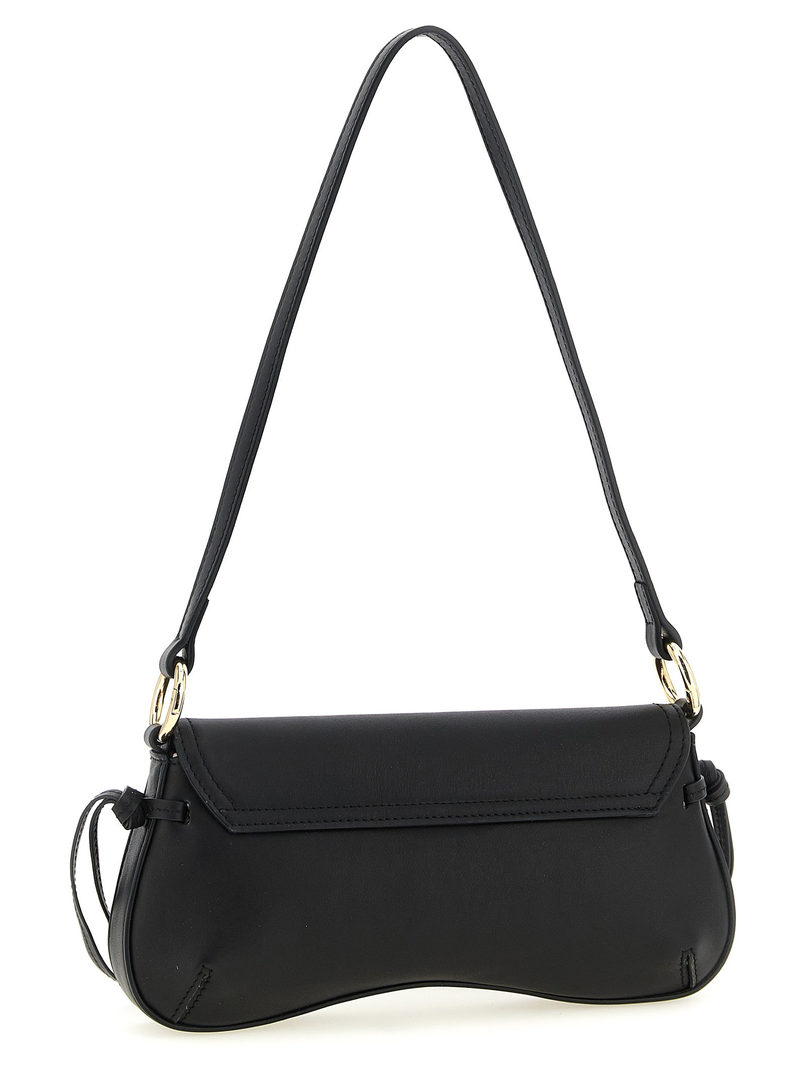 Twin Set Leather Shoulder Bag — Black, W25×H13cm