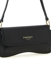 Twin Set Leather Shoulder Bag — Black, W25×H13cm