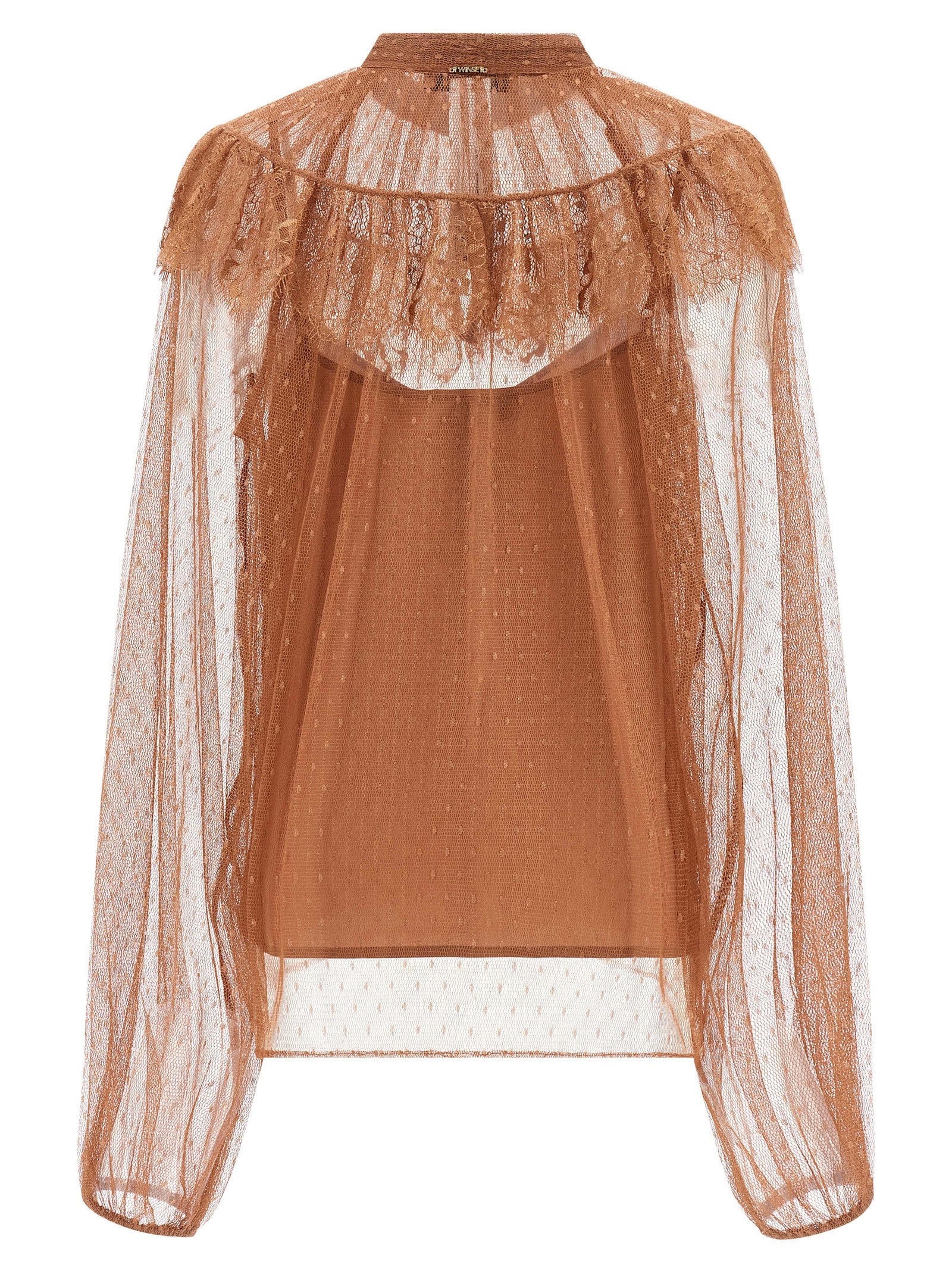 Twin Set Tulle Plumetis Blouse — Semi‑Sheer Lace Top