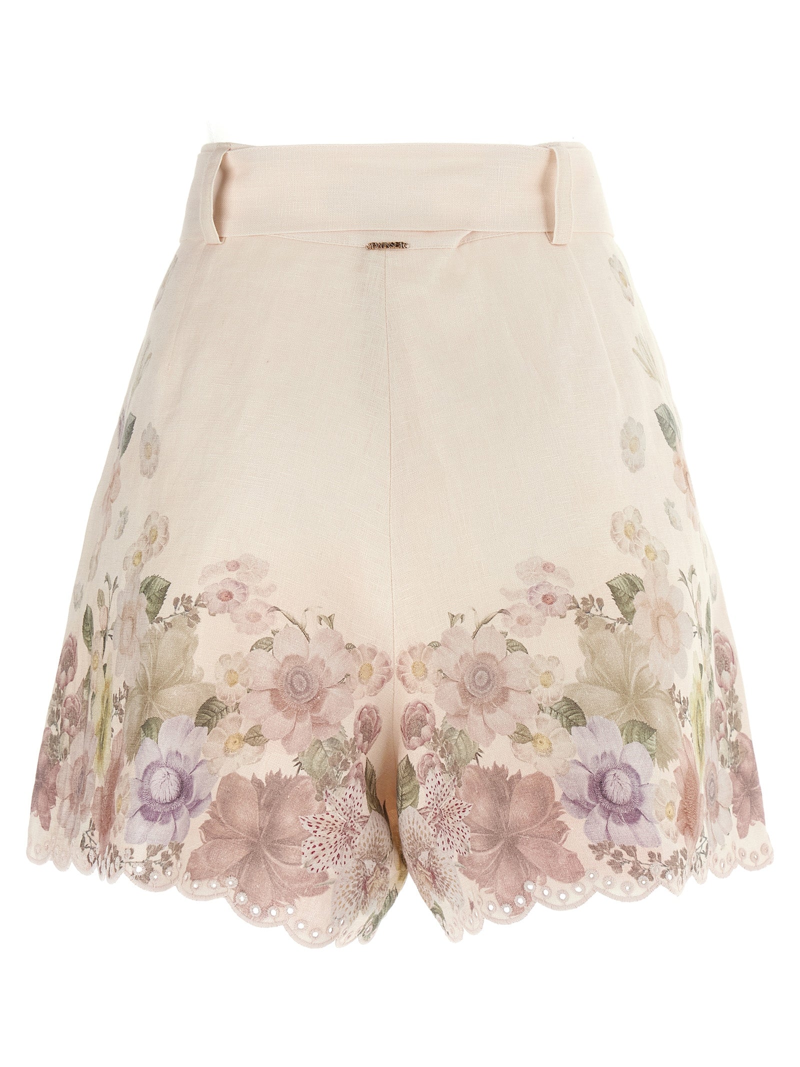 Twin Set Linen Shorts — Pink Floral Short Trousers