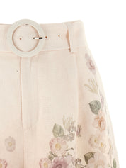 Twin Set Linen Shorts — Pink Floral Short Trousers