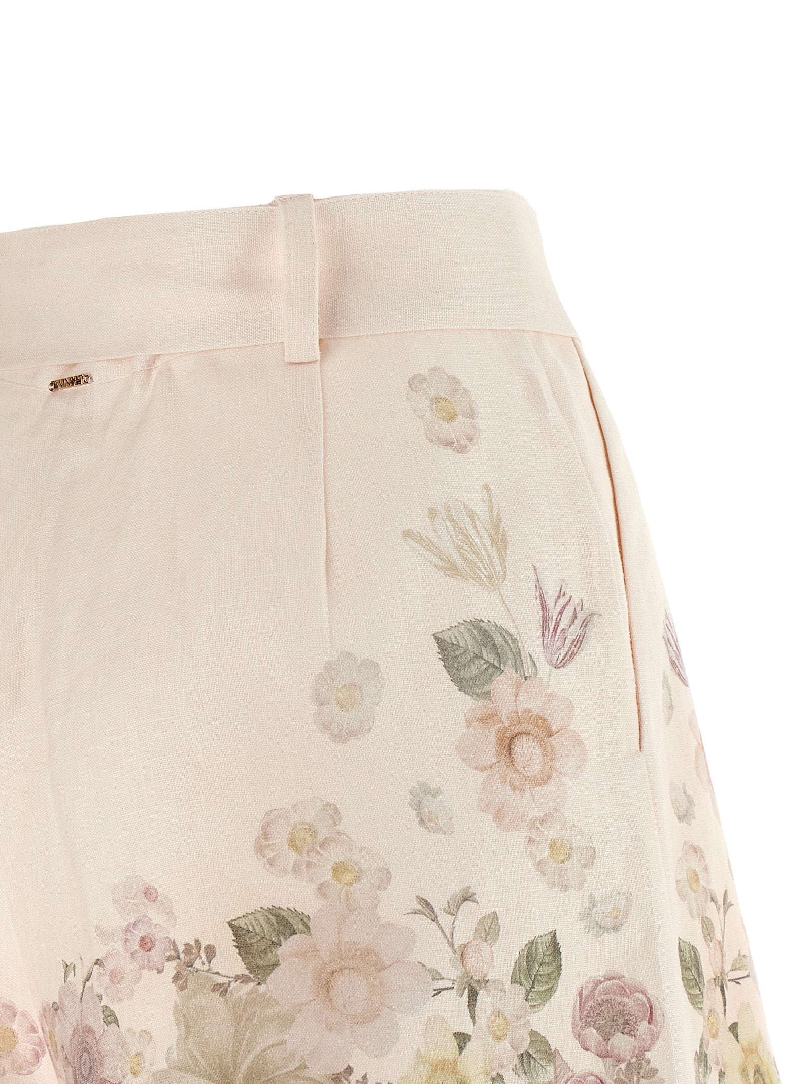 Twin Set Linen Shorts — Pink Floral Short Trousers